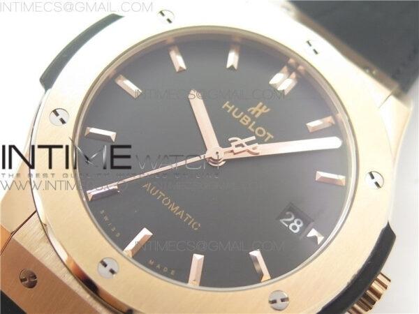 Classic Fusion 45mm RG WWF 1:1 Best Edition Black Dial on Black Gummy Strap A2892 - Image 2