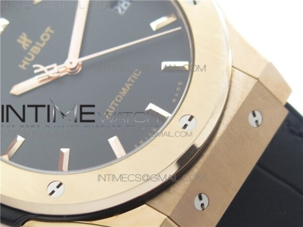 Classic Fusion 45mm RG WWF 1:1 Best Edition Black Dial on Black Gummy Strap A2892 - Image 4