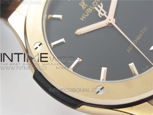 Classic Fusion 45mm RG WWF 1:1 Best Edition Black Dial on Black Gummy Strap A2892 - Image 5