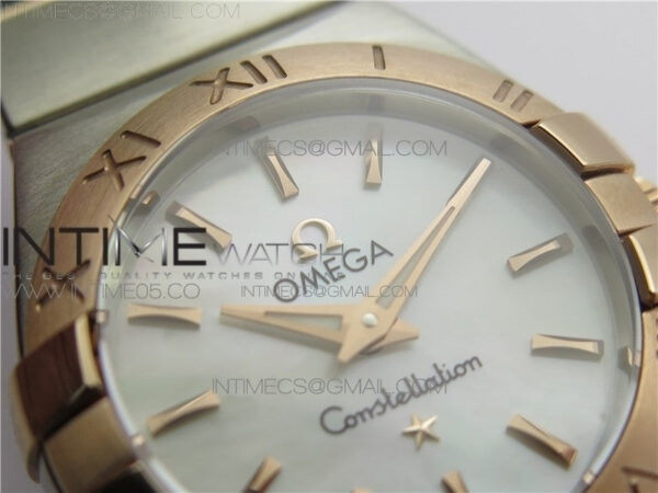 Constellation Ladies 27mm K11F 1:1 Best Edition SS/RG White MOP Dial Diamonds Markers on SS/RG Bracelet ETA Quartz - Image 7