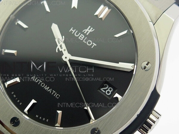 Classic Fusion 45mm Titanium WWF 1:1 V2 Best Edition Black Dial On Black Gummy Strap Asian HB1112 - Image 4