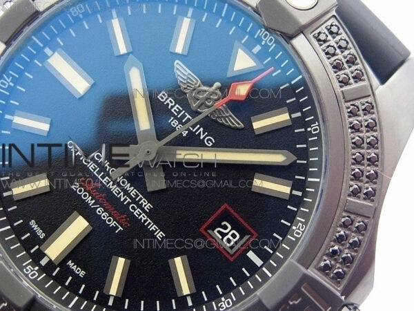 AVENGER BLACKBIRD V17311 Ti DLC 1:1 Best Edition Black Dial Diamonds Bezel on Nylon Strap A2824 - Image 4