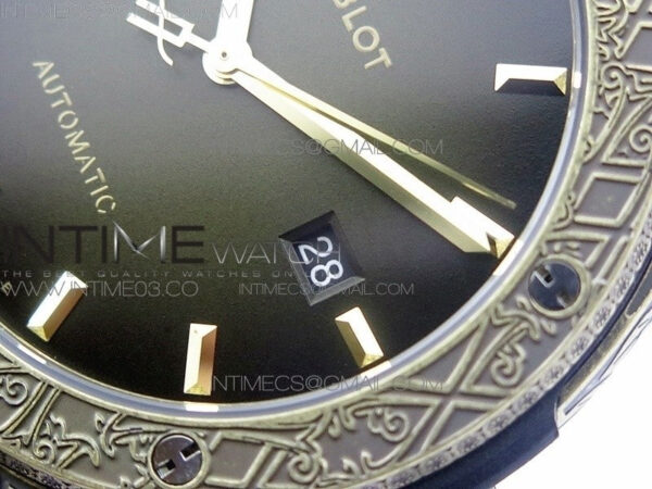 Classic Fusion 45mm YG Engravings Case SRF Best Edition Green dial On Green Gummy Strap A2892(Free box) - Image 5