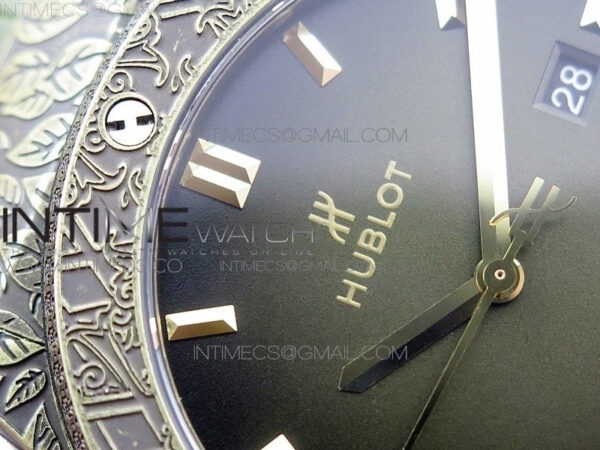 Classic Fusion 45mm YG Engravings Case SRF Best Edition Green dial On Green Gummy Strap A2892(Free box) - Image 7