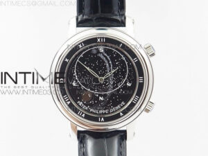 6104P Moon SS Black Dial on Black Leather Strap A240 V2
