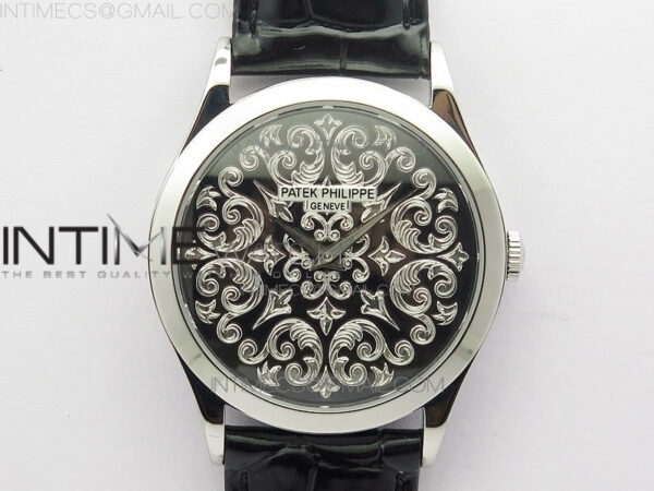 Classic 5088 100P-001 Engraved Case FLF Best Edition Engraved Dial on Black Leather strap Cal.240