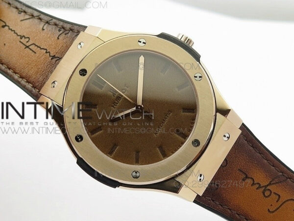 Classic Fusion 45mm RG Berluti Scritto SRF Best Edition Brown Leather Dial On Gummy Strap A2892 - Image 2