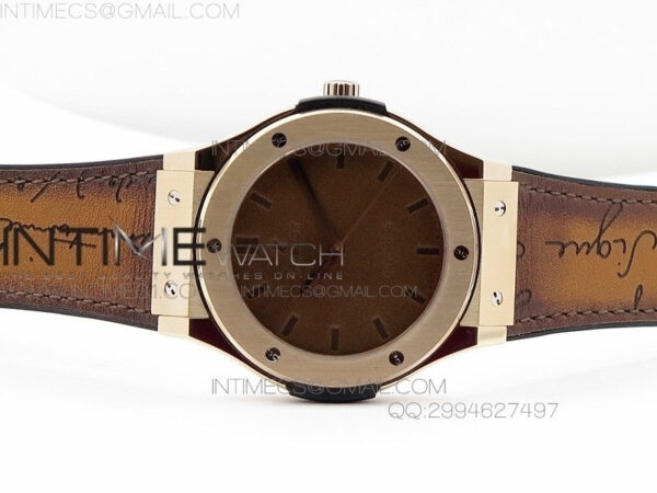 Classic Fusion 45mm RG Berluti Scritto SRF Best Edition Brown Leather Dial On Gummy Strap A2892 - Image 3