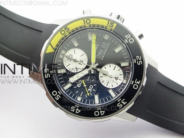 Aquatimer Chrono SS BLS Best Edition Black Dial on Black Rubber Strap A7750 - Image 2