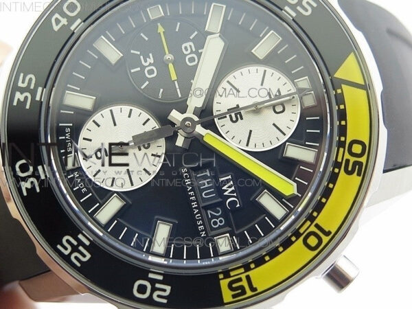 Aquatimer Chrono SS BLS Best Edition Black Dial on Black Rubber Strap A7750 - Image 4