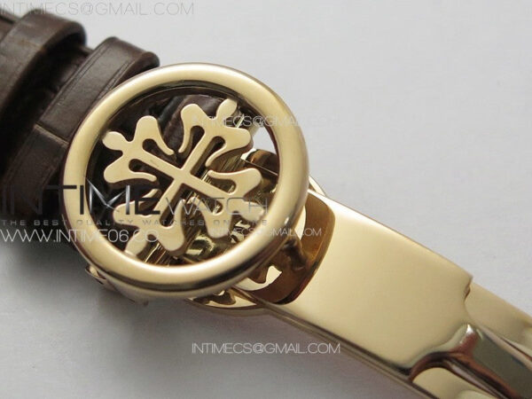 Calatrava 5057 Cortina Watch 50th Anniversary RG YSF 1:1 Best Edition White Dial on Black Leather Strap A240 - Image 12