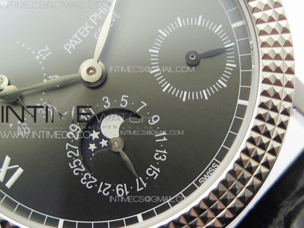 Calatrava 5057 Cortina Watch 50th Anniversary SS YSF 1:1 Best Edition Gray Dial on Black Leather Strap A240 - Image 5