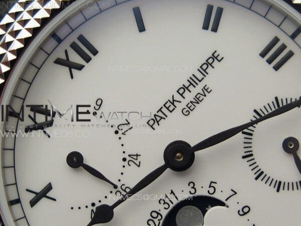 Calatrava 5057 Cortina Watch 50th Anniversary SS YSF 1:1 Best Edition White Dial on Black Leather Strap A240 - Image 7