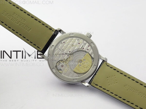 Calatrava 5057 Cortina Watch 50th Anniversary SS YSF 1:1 Best Edition White Dial on Black Leather Strap A240 - Image 16