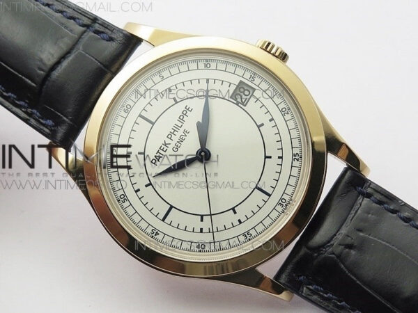 Calatrava 5296R RG ZF 1:1 Best Edition White Dial Blue Hands on Blue Leather Strap 324CS (Free box) - Image 2