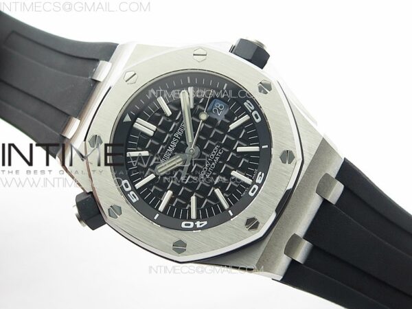 Royal Oak Offshore Diver 15710 APSF 1:1 Best Edition Black Dial on Black Rubber Strap V2 A3120 Super Clone - Image 3