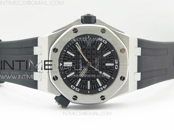 Royal Oak Offshore Diver 15710 APSF 1:1 Best Edition Black Dial on Black Rubber Strap V2 A3120 Super Clone - Image 2
