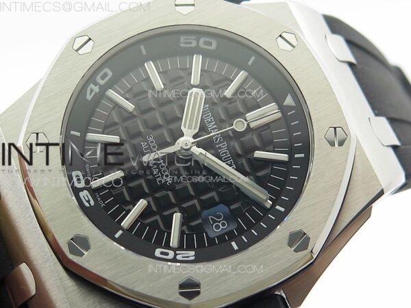 Royal Oak Offshore Diver 15710 APSF 1:1 Best Edition Black Dial on Black Rubber Strap V2 A3120 Super Clone - Image 4