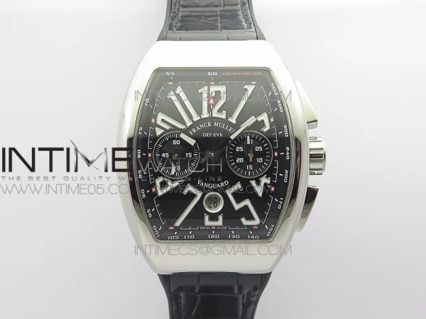 Vanguard V45 Chrono SS ABF Best Edition Black Dial on Black Gummy Strap A7750