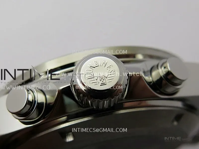 Conquest Chronograph 42mm Black Ceramic Bezel SS AF 1:1 Best Edition Cream Dial On SS Bracelet A7750