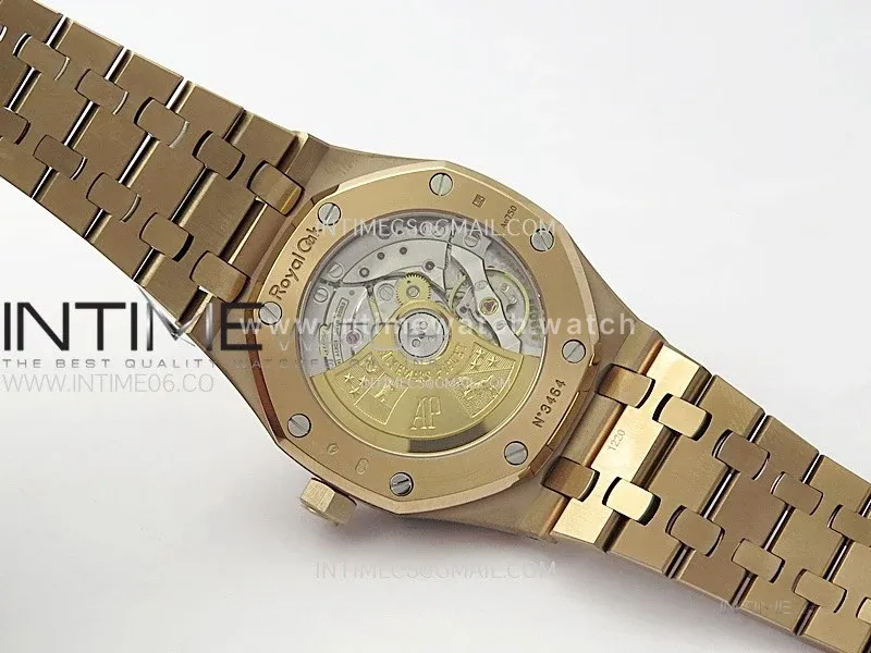 Royal Oak 37mm 15450 RG IPF 1:1 Best Edition Black Dial on RG Bracelet SA3120 Super Clone