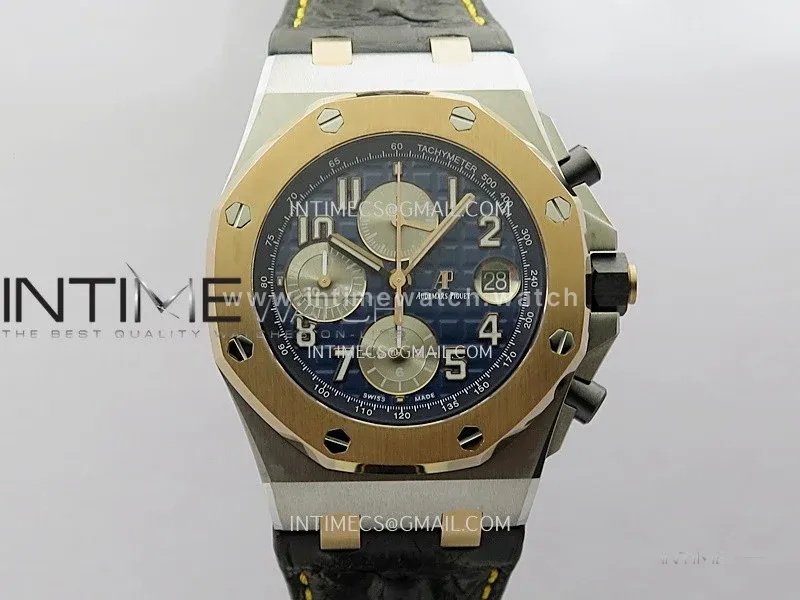 Royal Oak Offshore 42mm SS/RG TKF Best Edition Blue Dial On Black Leather Strap Asian 3126