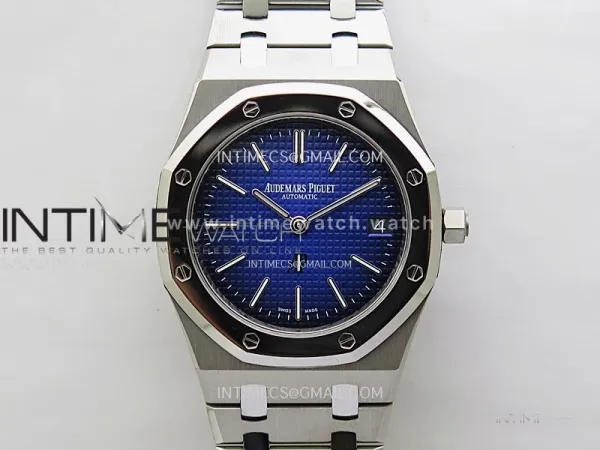 Royal Oak 15202IP 39mm Titanium ZF 1:1 Best Edition Blue Textured Dial on SS Bracelet A2121 V2