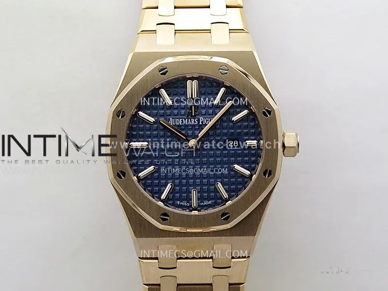 Lady Royal Oak 33mm 67651 RG ZF 1:1 Best Edition Blue Textured Dial on RG Bracelet RONDA Quartz