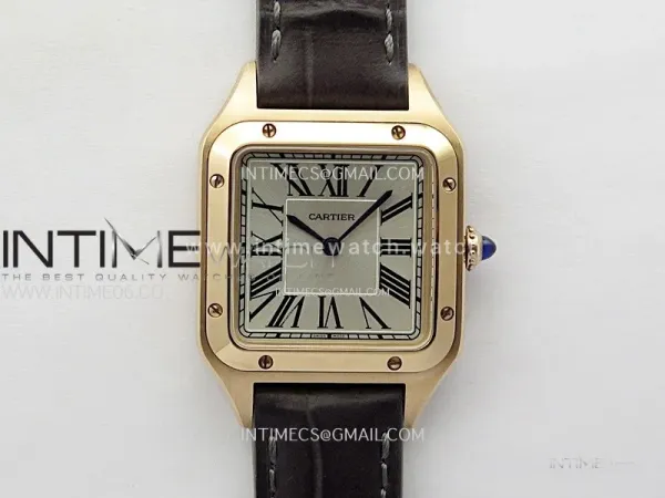 Santos Dumont 38mm RG F1F Best Edition Silver Dial on Black Leather Strap Quartz