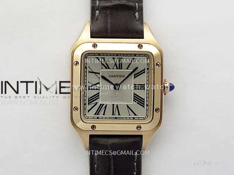 Santos Dumont 38mm RG F1F Best Edition Silver Dial on Black Leather Strap Quartz