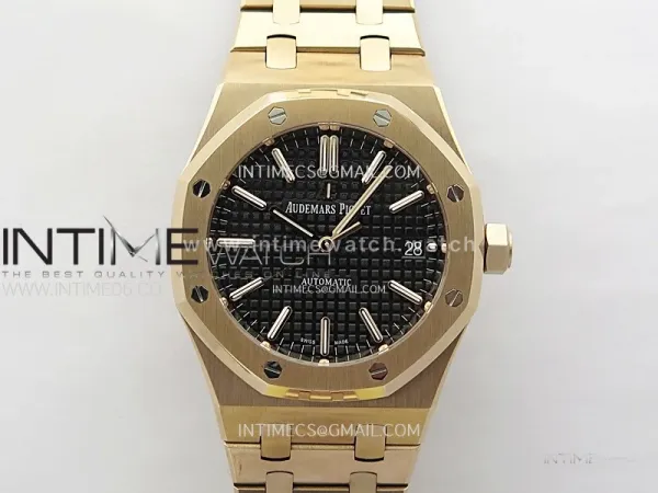 Royal Oak 37mm 15450 RG IPF 1:1 Best Edition Black Dial on RG Bracelet SA3120 Super Clone