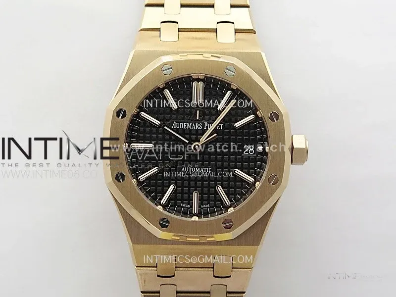 Royal Oak 37mm 15450 RG IPF 1:1 Best Edition Black Dial on RG Bracelet SA3120 Super Clone