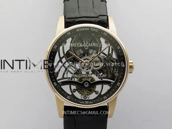 Code 11.59 26600OR RG APPF Best Edition Black Skeleton Dial On Black Leather Strap Asian Tourbillon