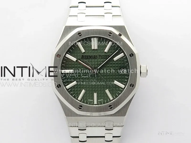 Royal Oak 41mm 15510 50th SS ZF 1:1 Best Edition Green Textured Dial on SS Bracelet A4302