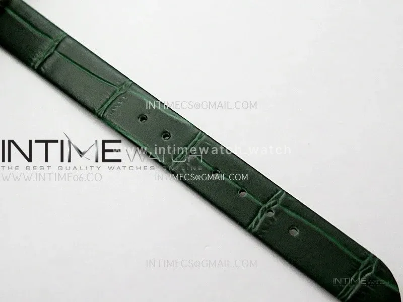 Baignoire Watch Diamond Bezel YG AF 1:1 Best Edition Silver Dial On Green Leather Strap RONDA Quartz