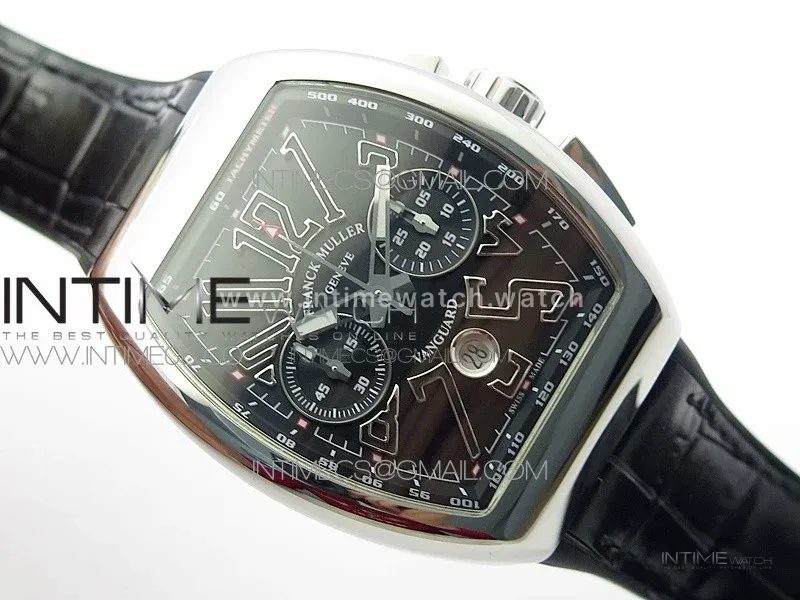 Vanguard V45 Chrono SS ABF Best Edition Black Dial Black Markers on Black Gummy Strap A7750