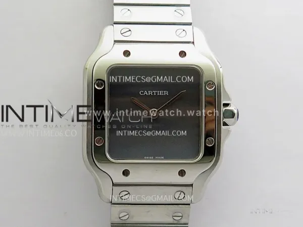 Santos de Cartier 27mm SS 8848F 1:1 Best Edition Gray Dial On SS SmartLinks Bracelet Ronda Quartz