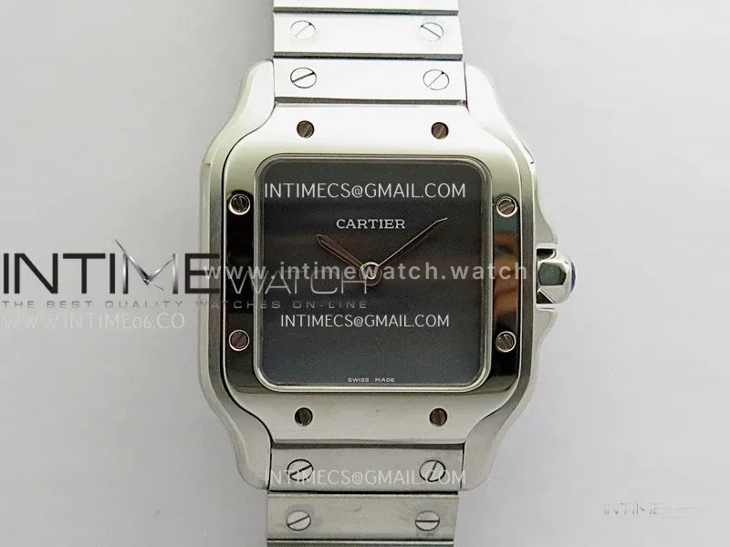 Santos de Cartier 27mm SS 8848F 1:1 Best Edition Gray Dial On SS SmartLinks Bracelet Ronda Quartz