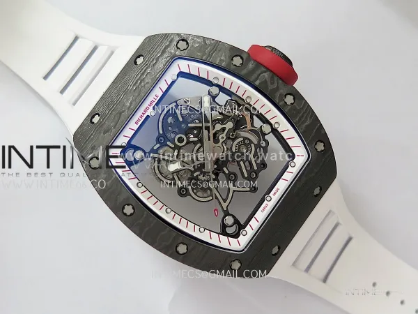 RM055 Black NTPT Red Crown GTF Best Skeleton Dial White Rubber Strap RMUL2 Super Clone (Free Sprung)