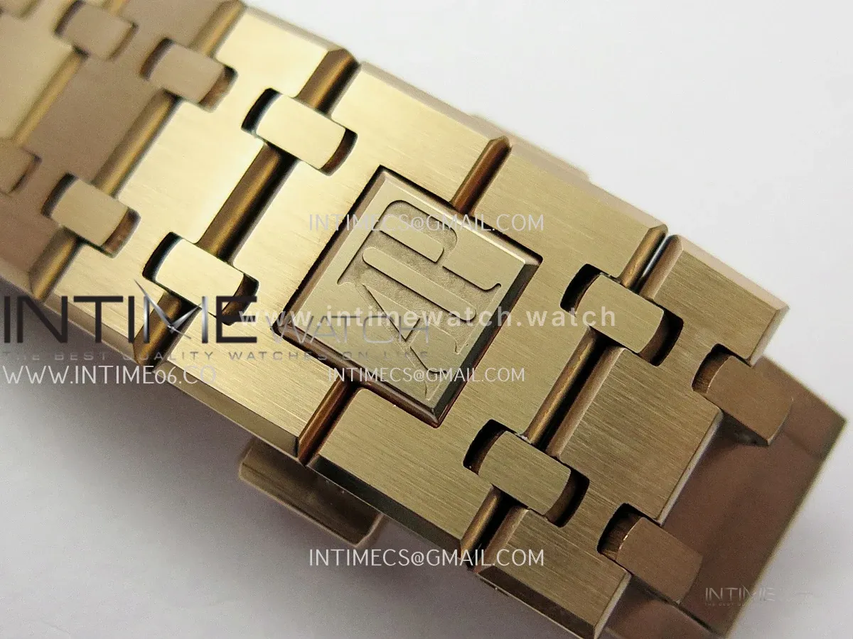 Royal Oak 41mm 15510 RG JF 1:1 Best Edition Black Dial On RG Bracelet Super Clone DD4302 (Free Sprung Look)