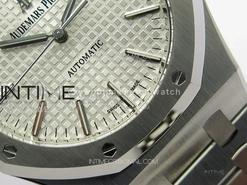 Royal Oak 41mm 15400 SS ZF 1:1 Best Edition Silver Textured Dial on SS Bracelet SA3120 Super Clone