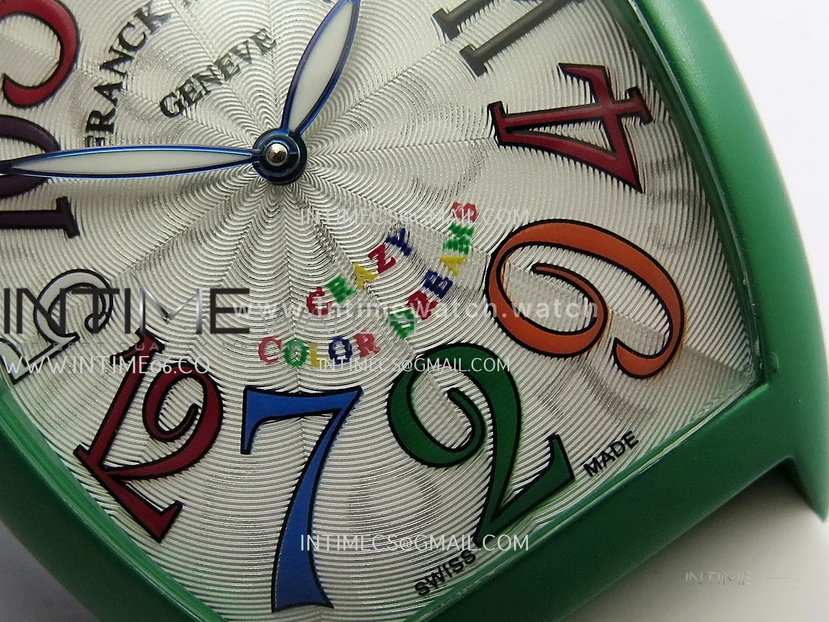 Crazy Hours Real Jumping Hour Green PVD ABF White Dial Color Marker On White Rubber Strap A23J
