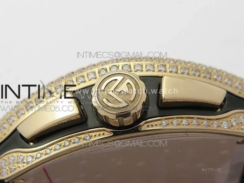 Vanguard V45 Chrono RG pave crystals ABF Best Edition Black Dial on Black Gummy Strap A7750