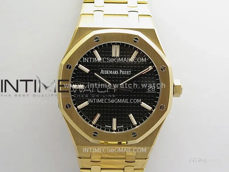 Royal Oak 41mm 15500 RG V2 ZF 1:1 Best Edition Black Textured Dial on SS Bracelet Super Clone SH4302