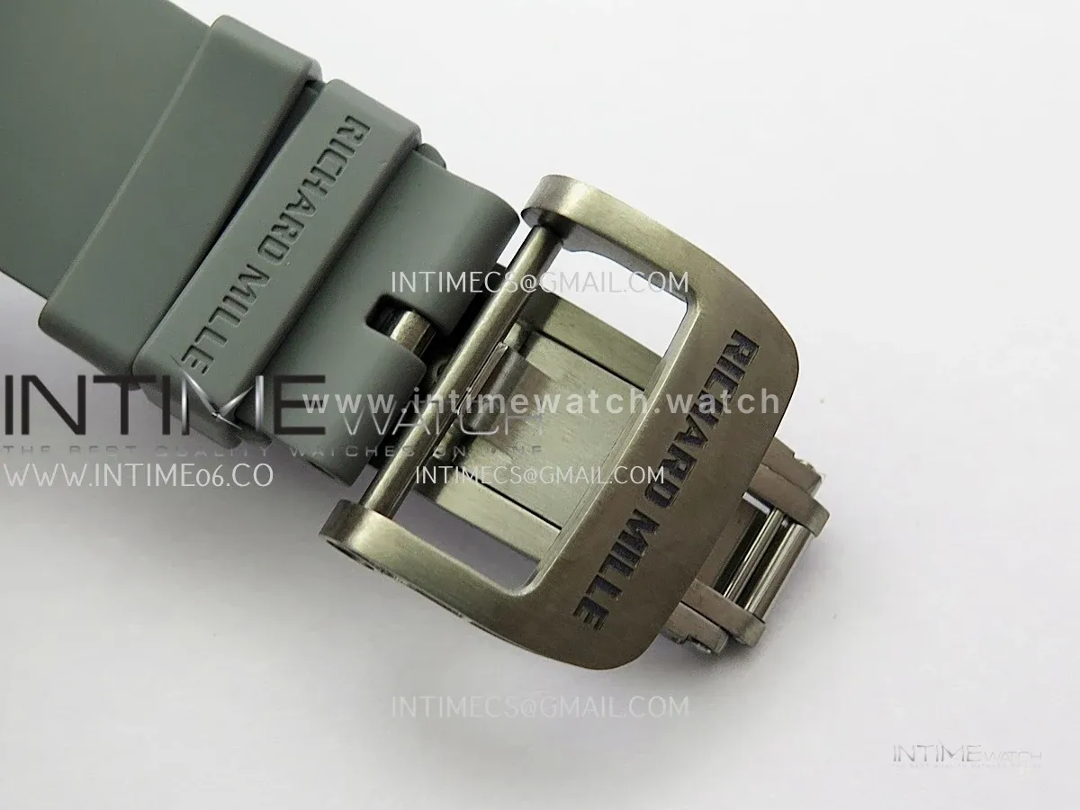 RM035-01 White Carbon GTF Best Edition Skeleton Dial On Gray Rubber Strap Super Clone RMUL2 (Free Sprung)