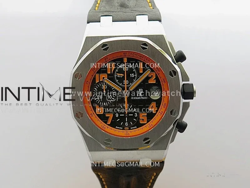Royal Oak Offshore 42mm Volcano TKF Best Edition Black Dial on Black Leather Strap A7750