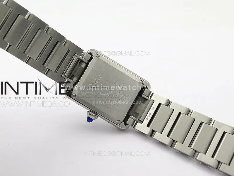 Tank Louis Ladies 22mm SS 8848F 1:1 Best Edition White Dial on SS Bracelet Ronda Quartz(Free leather strap)
