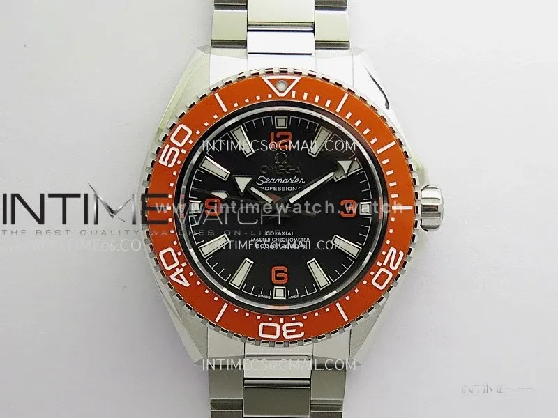 Seamaster 2025 New Model 217.32.42.21.01 Orange Ceramic Bezel VS+F Black Dial On SS Bracelet A8912 (Free Rubber Strap)