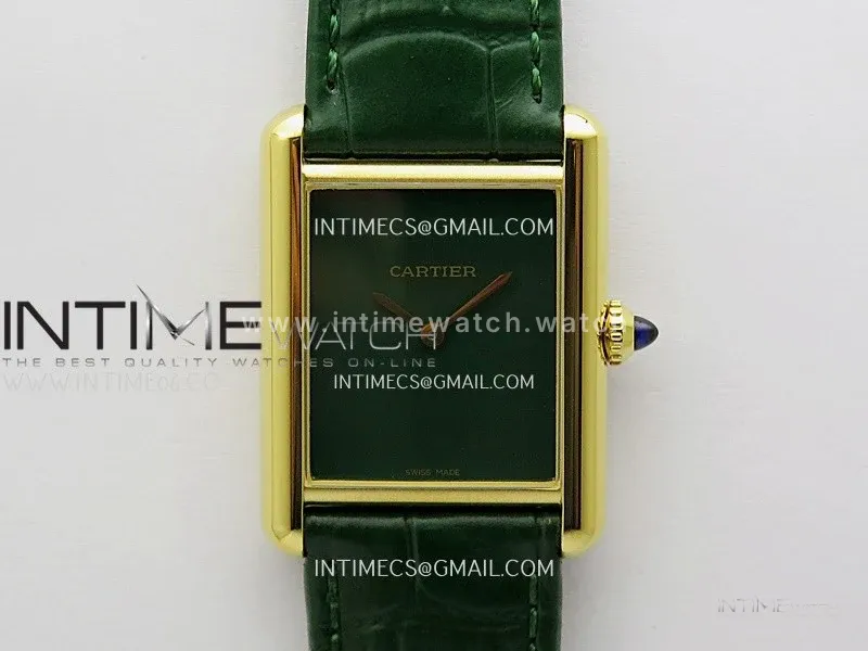 Tank Louis Ladies 25mm YG 8848F 1:1 Best Edition Green Dial On Green Leather Strap Ronda Quartz