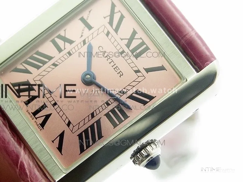 Tank Solo Ladies 25mm SS K11 1:1 Best Edition Pink Dial on Pink Croco Leather Strap Ronda Quartz